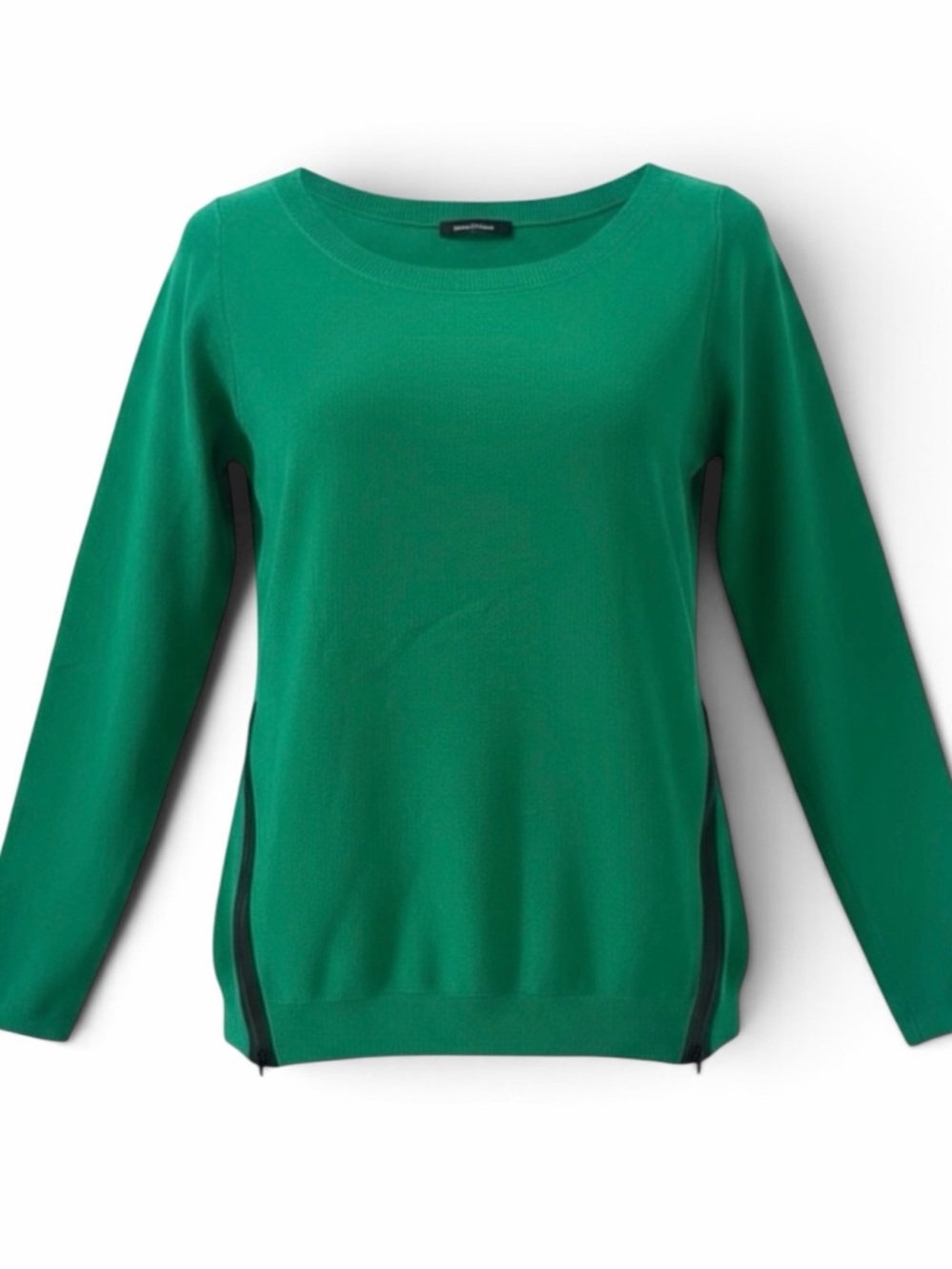 Bebe Vibrant Green Long Sleeve Sweater with Contrast Side Zippers Size Medium
